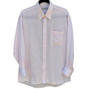 Elegance Paris Vintage Pastel Pink Preppy Designer Minimalist Dress Shirt Mens L